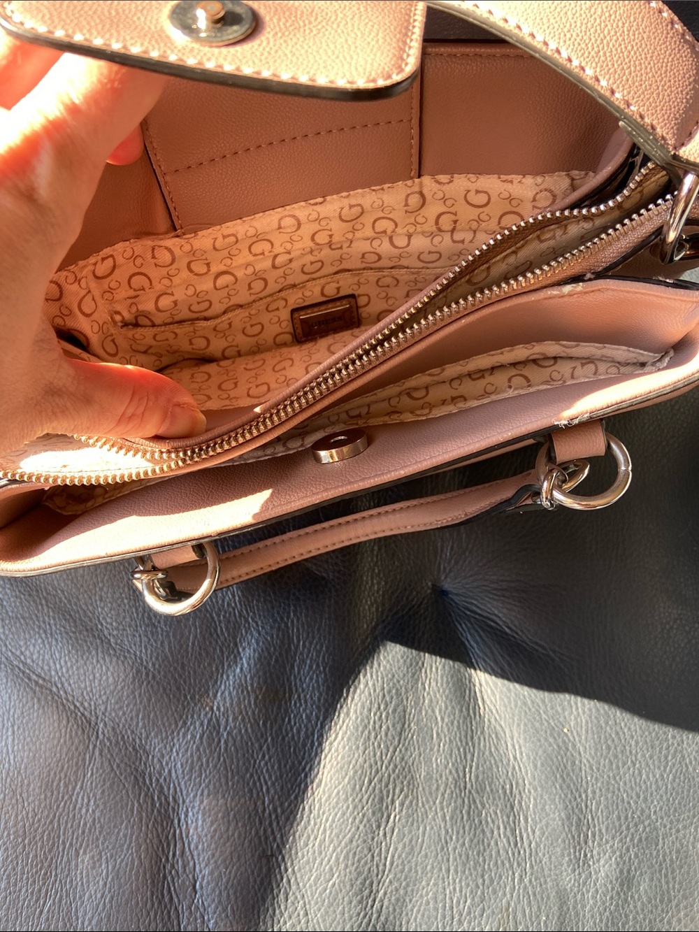 GUESS Dusty Rose Leather Crossbody Satchel - Picture 3 of 5